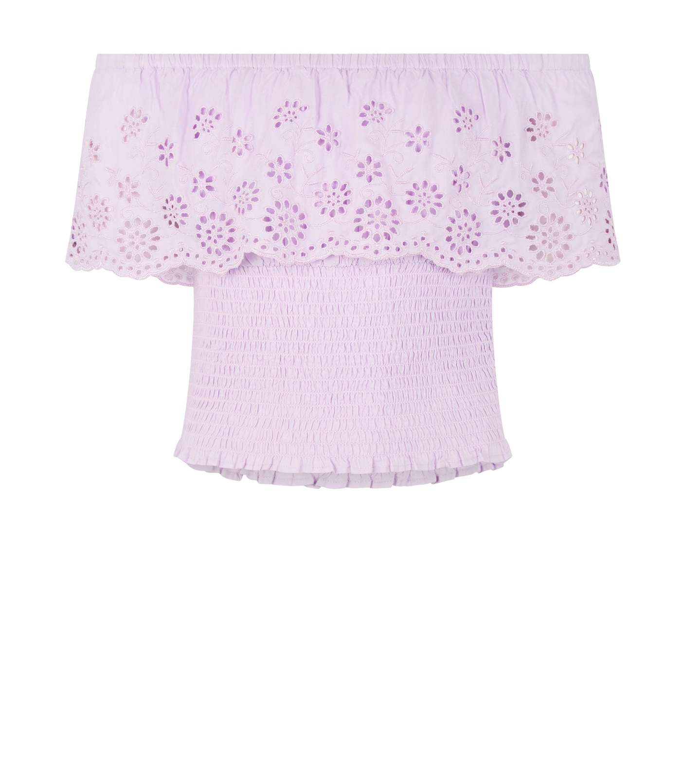 Girls Lilac Broderie Bardot Top Image 4