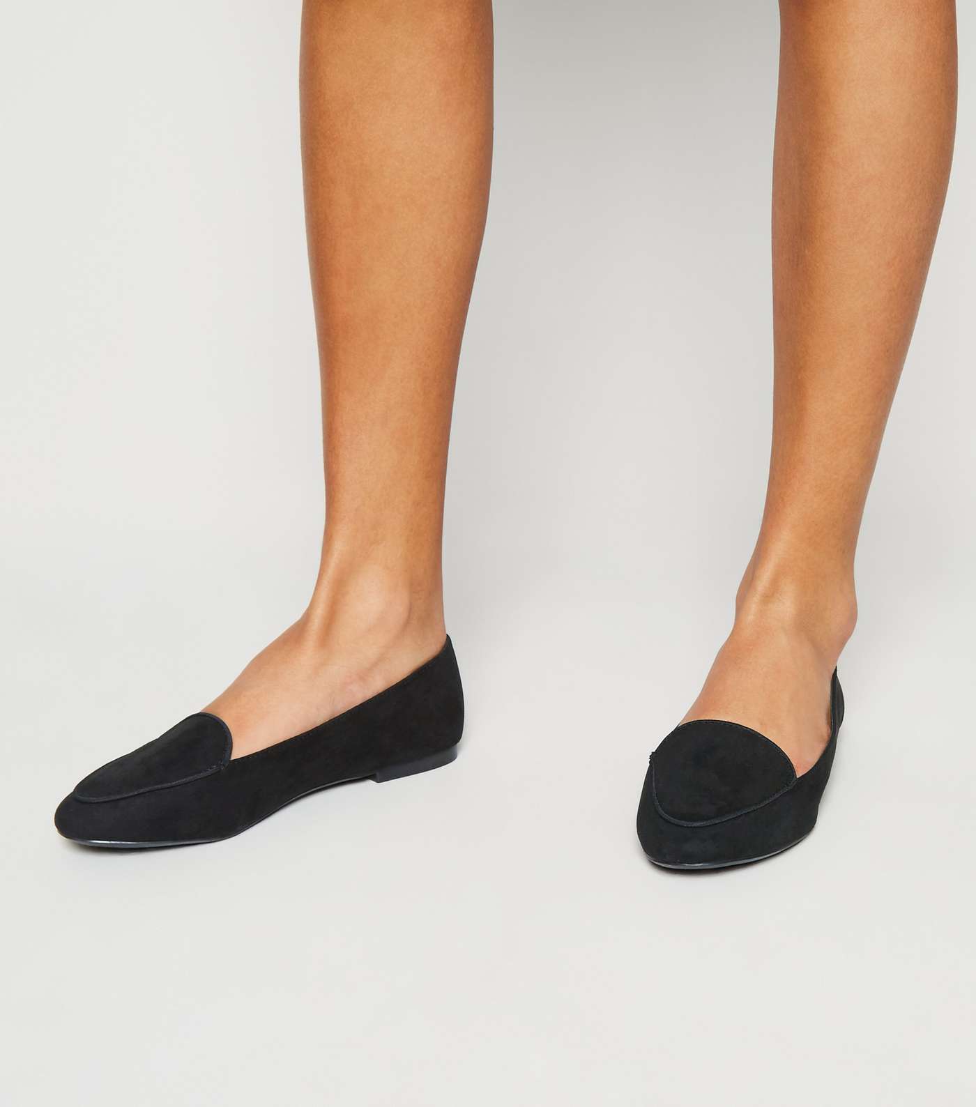 Black Suedette Piped Edge Loafers Image 2