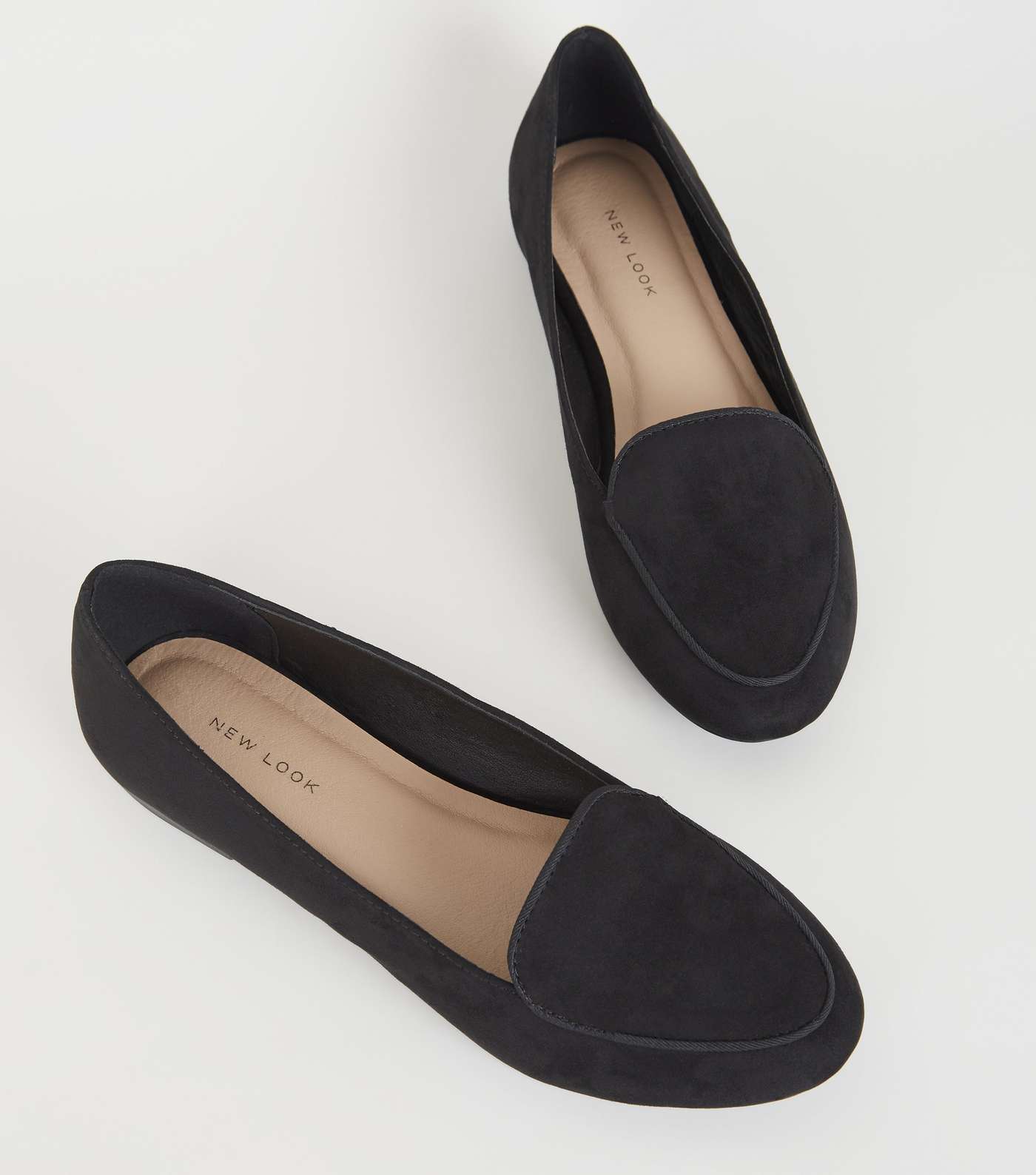 Black Suedette Piped Edge Loafers Image 4