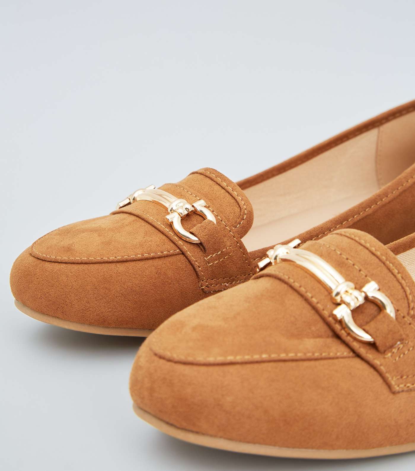 Tan Suedette Bar Front Loafers Image 4