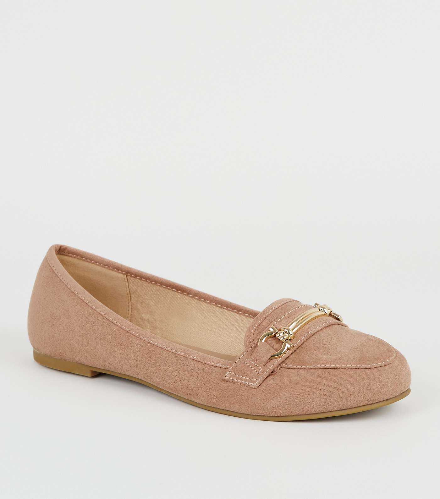 Pink Suedette Bar Front Loafers