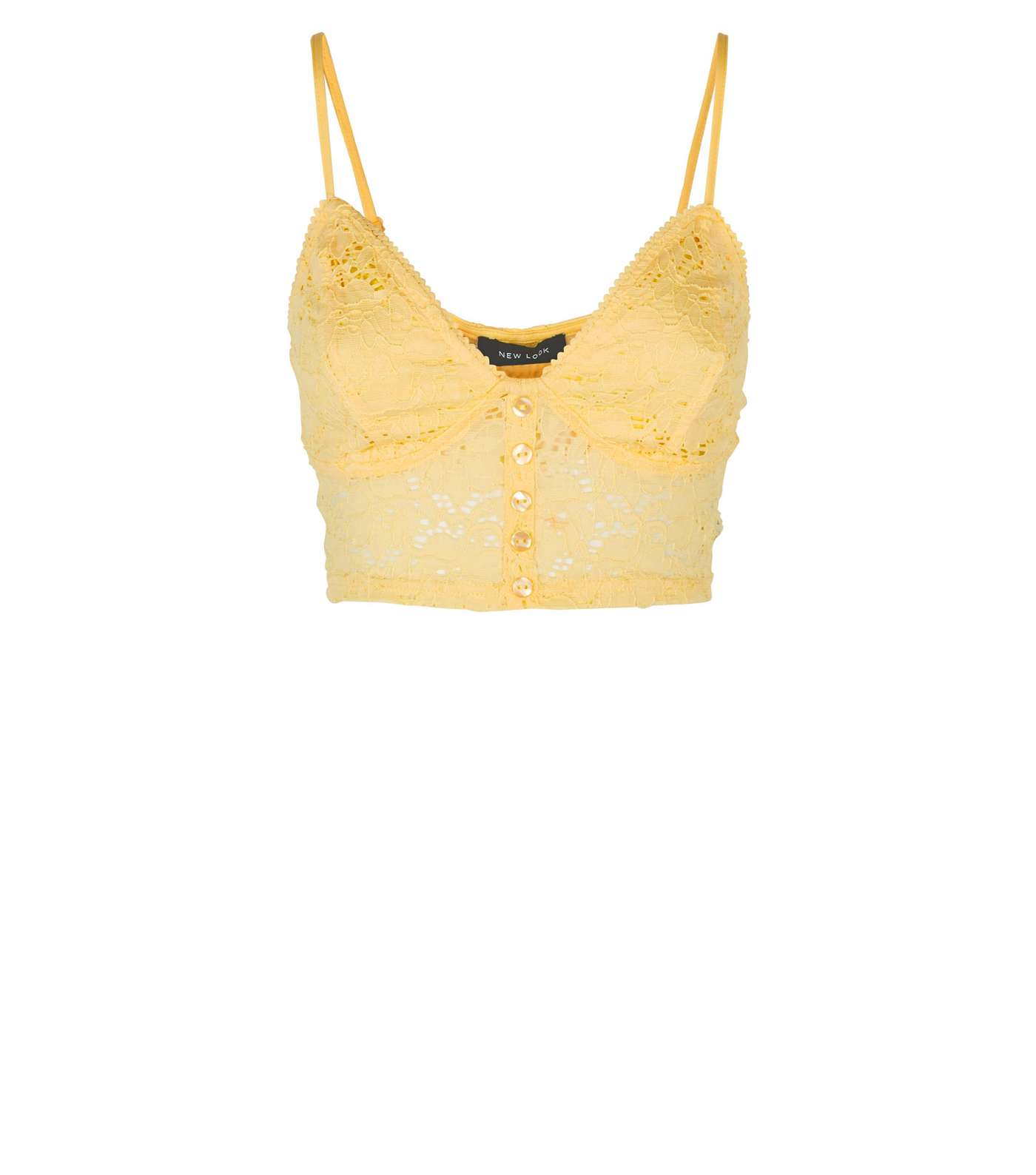 Yellow Lace Button Front Bralette  Image 4