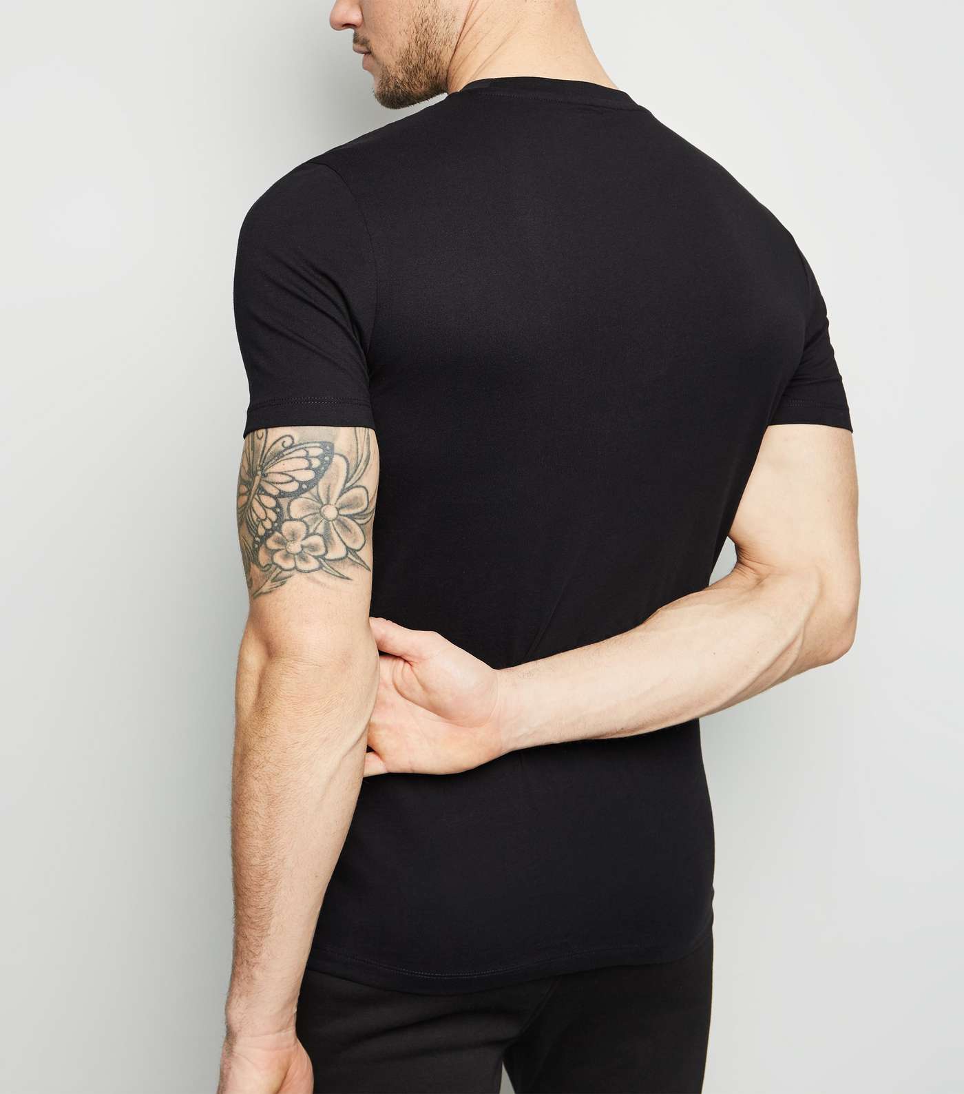 Black TW9 Embroidered Muscle Fit T-Shirt Image 3