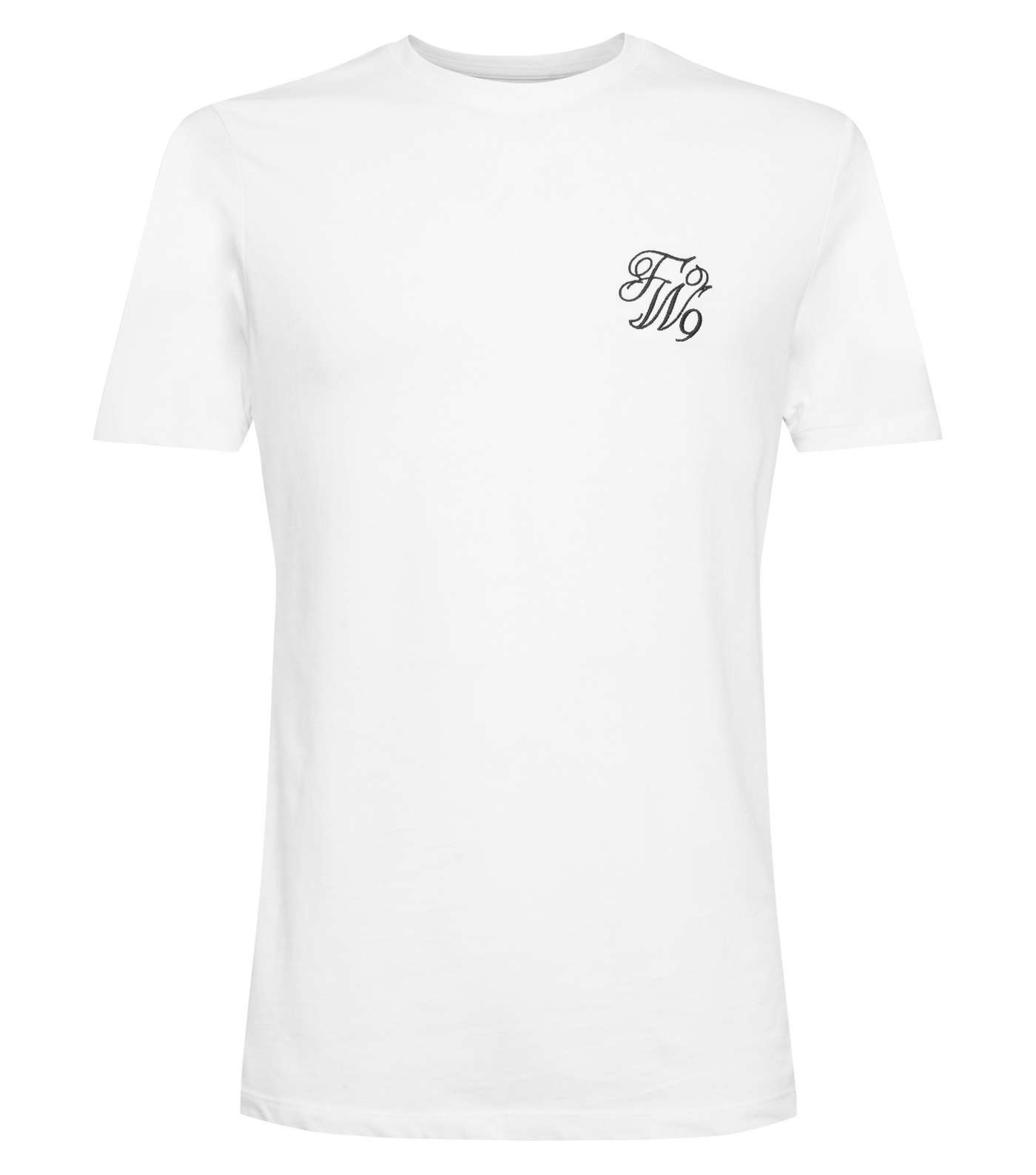 White TW9 Embroidered Muscle Fit T-Shirt Image 4