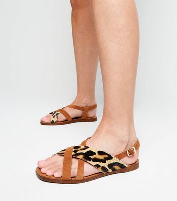 leopard print sandals wide fit