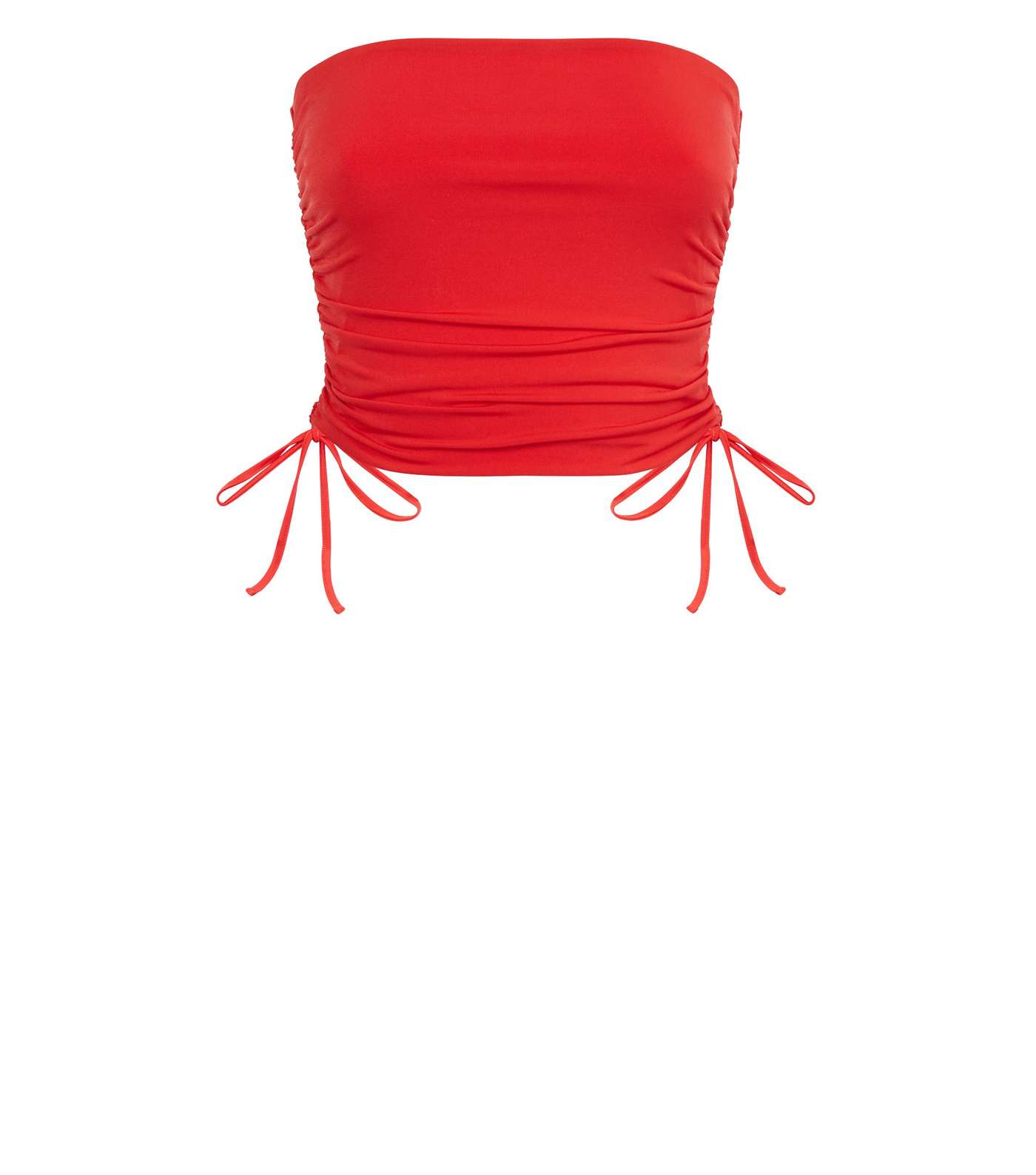 Red Ruched Side Bandeau Top Image 4