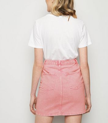 new look pink denim skirt