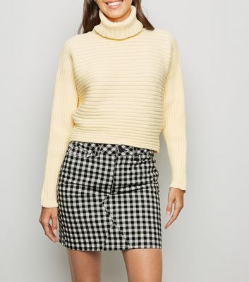 black gingham denim skirt