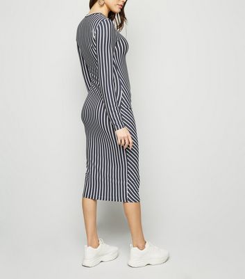 JDY Navy Stripe Twist Midi Dress New Look shop for JDY Navy Stripe Twist Midi Dress New Look at Shopo