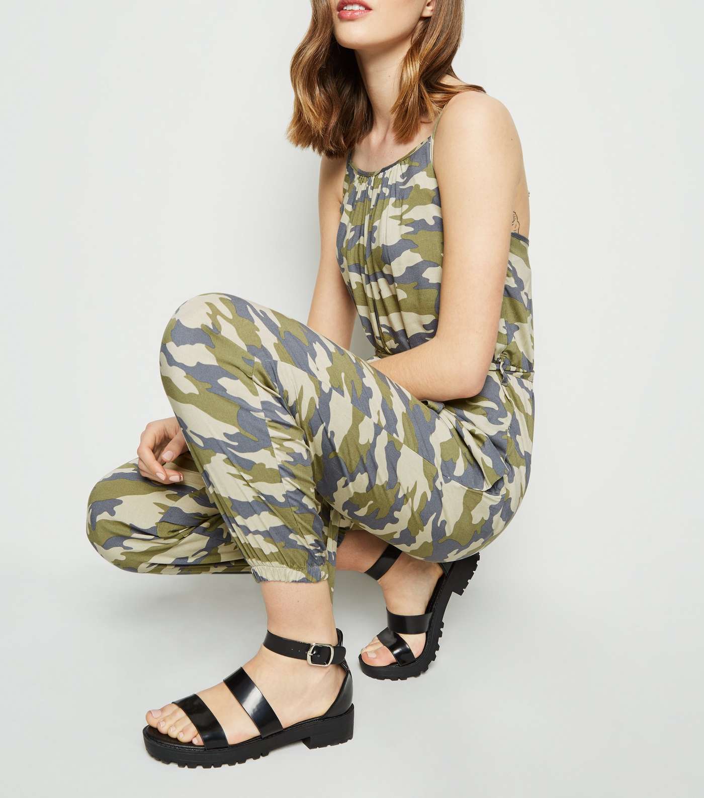 Green Camo Strappy Jumpsuit Image 5