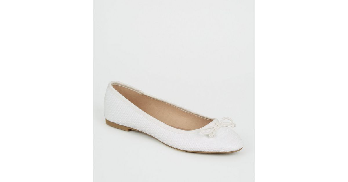 White Textured Finish White Ballet Pumps New Look