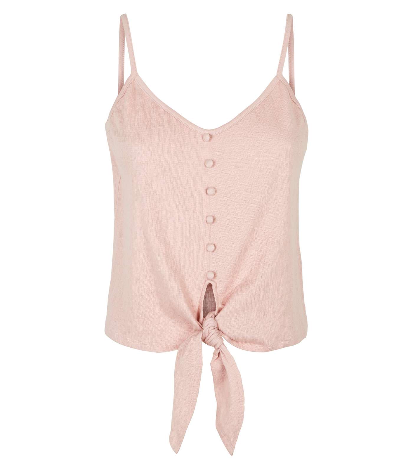 Pink Cheesecloth Button Tie Front Cami Image 4