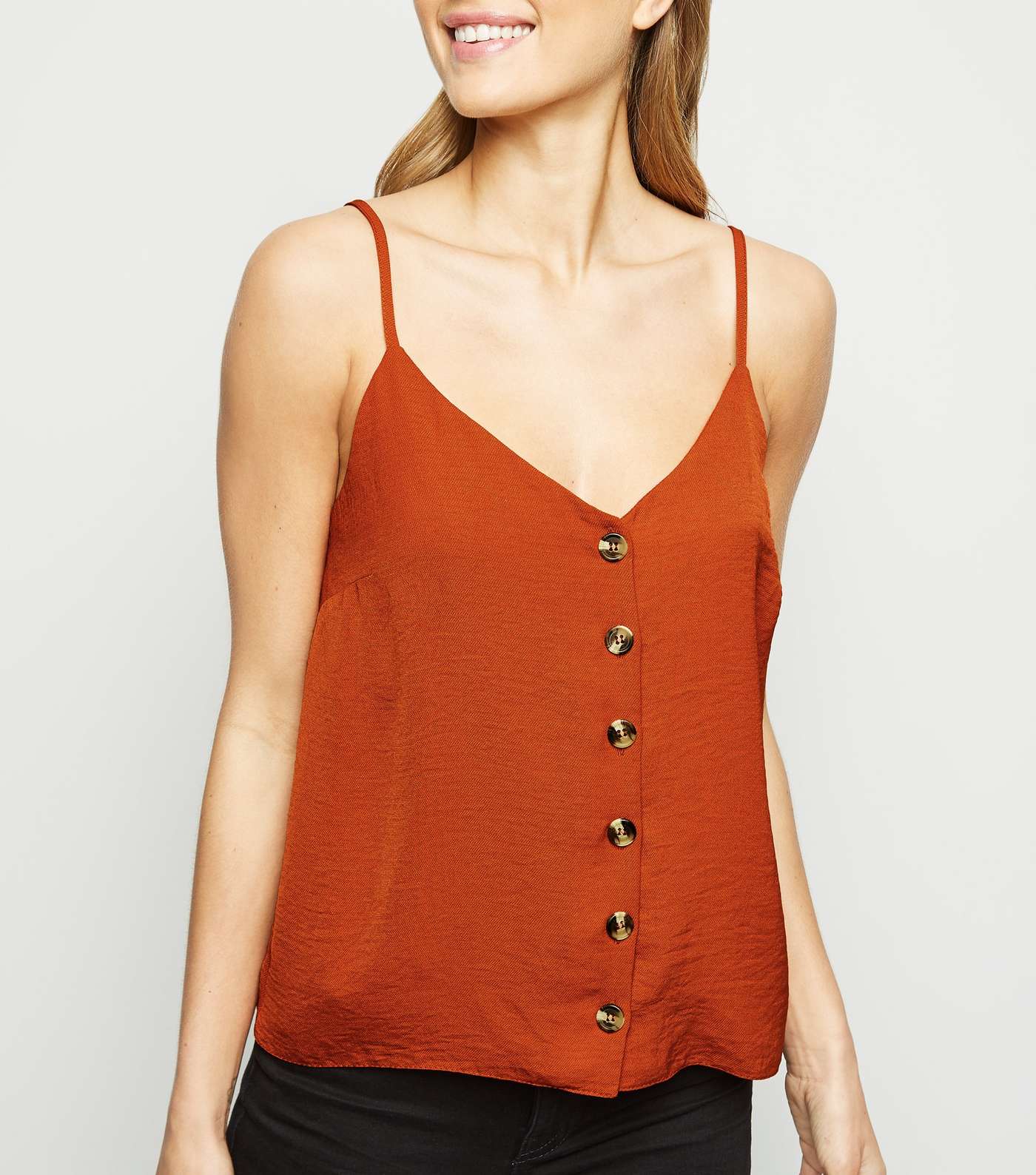 Rust Faux Horn Button Front Cami