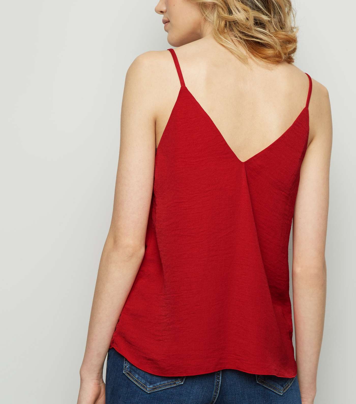 Red Faux Horn Button Front Cami Image 3