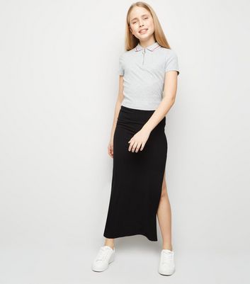 new look black maxi skirt