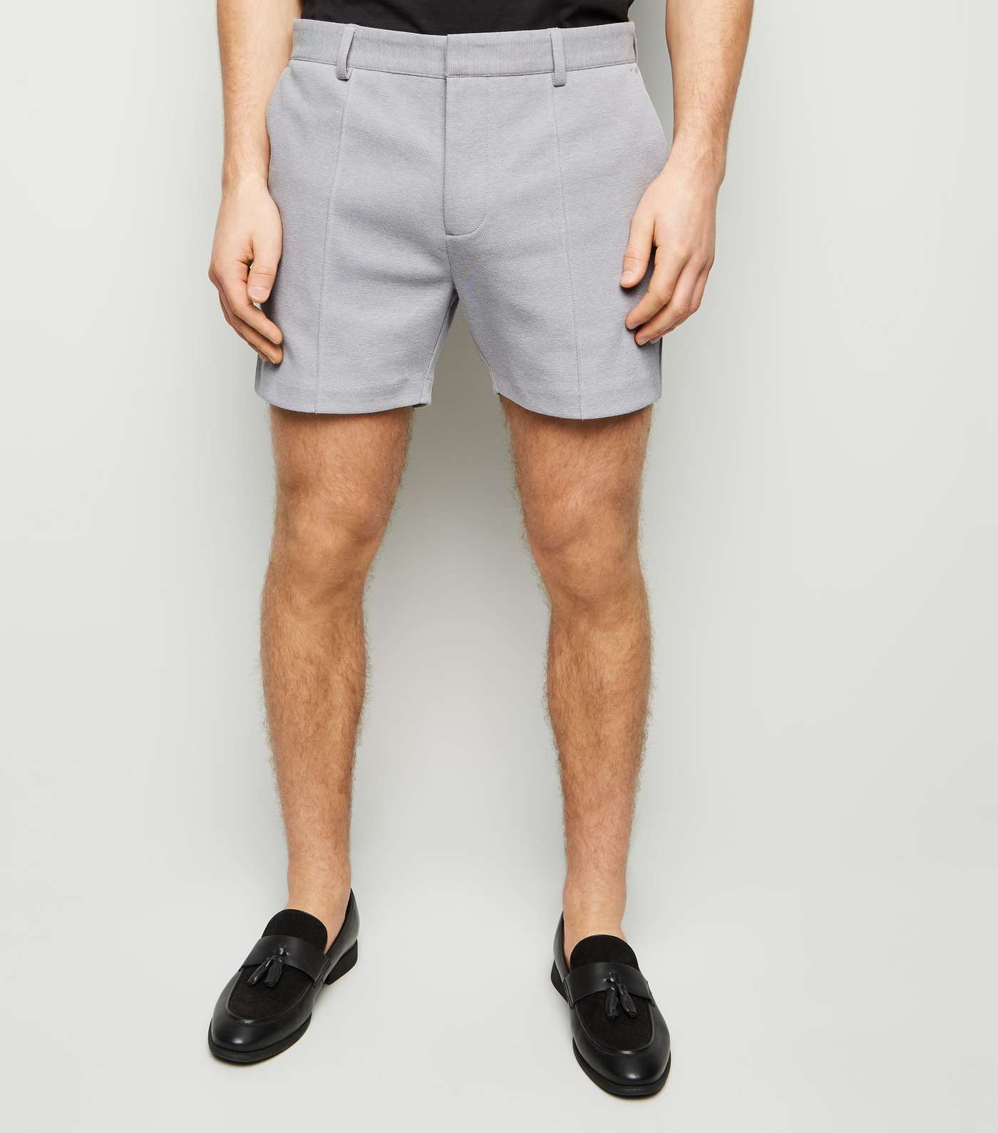 Pale Grey Pique Shorts