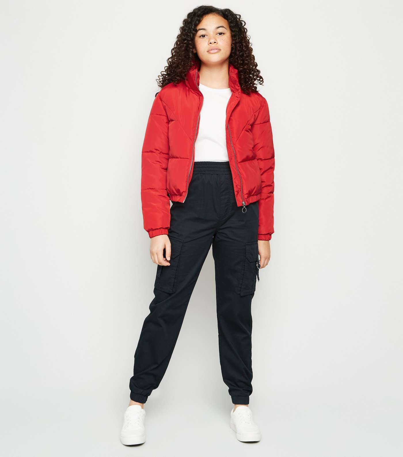 Girls Red Puffer Jacket