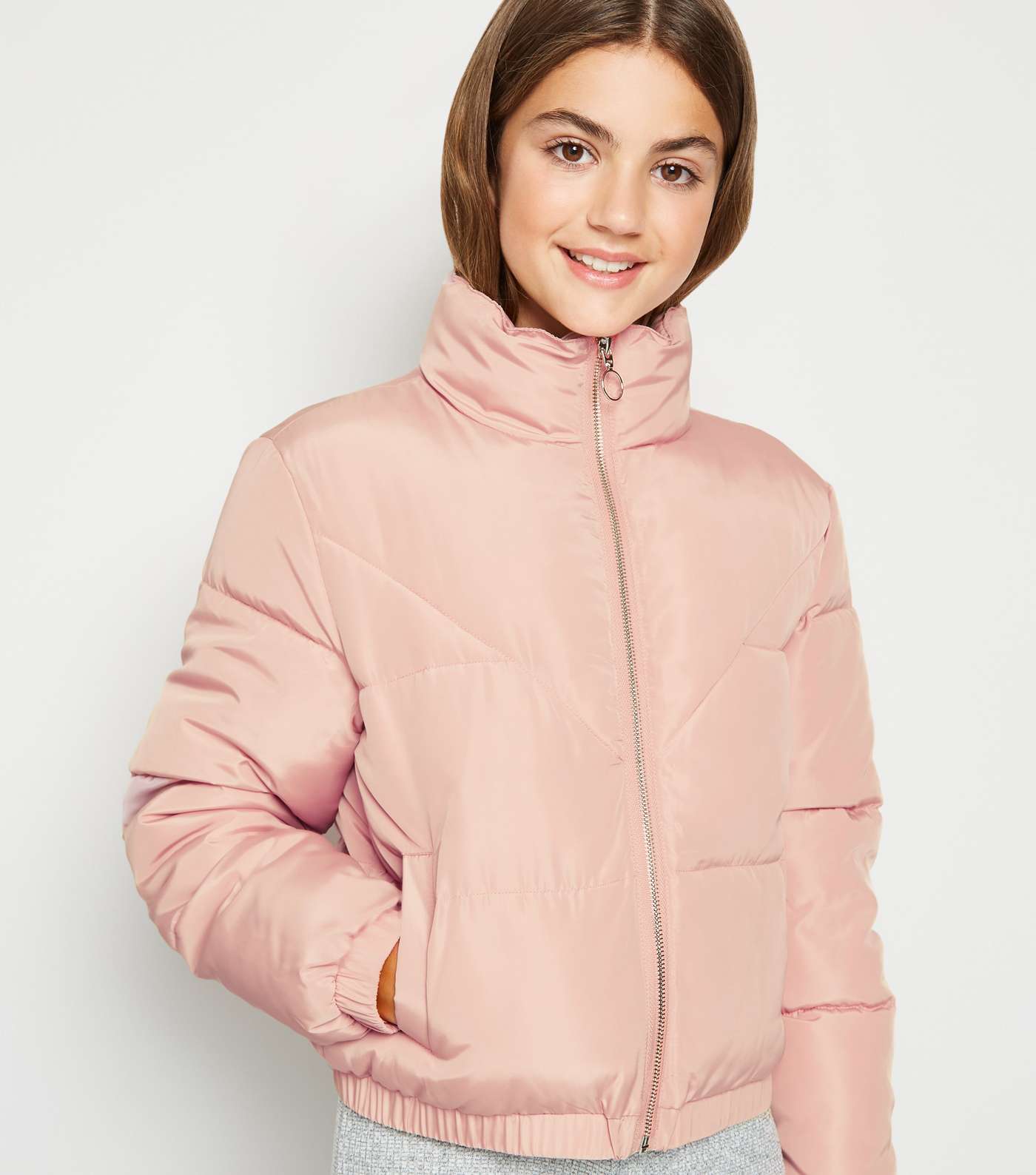Girls Pink Puffer Jacket Image 5