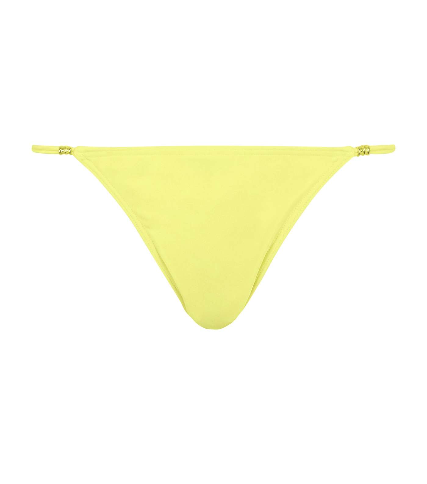 Pale Yellow Bead Strappy Side Bikini Bottoms Image 4