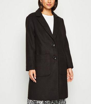 Petite Black Revere Collar Longline Coat | New Look Petite Black Revere Collar Longline Coat | New Look