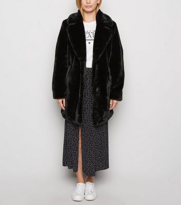 new look black faux fur coat