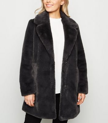 faux fur long line coat