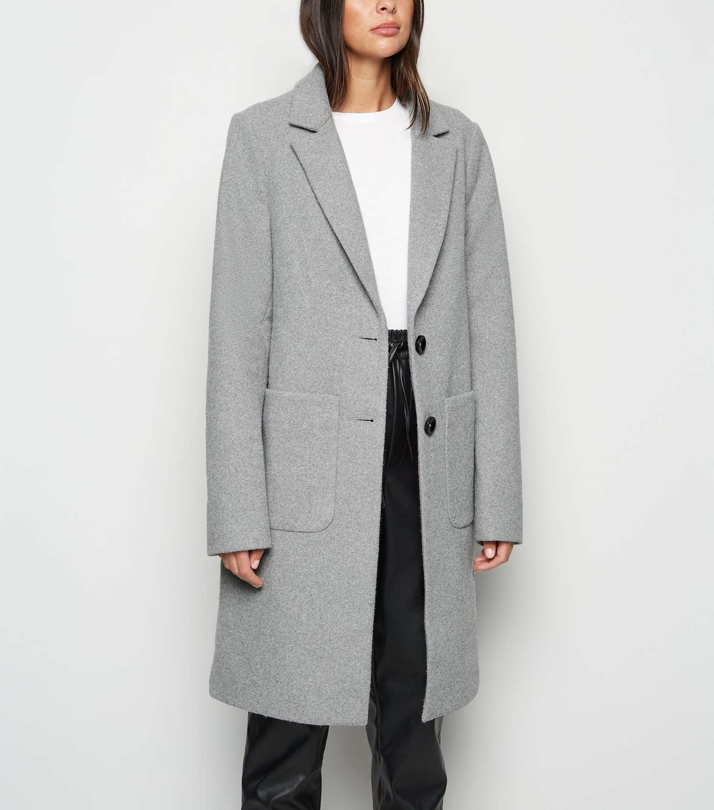 Tall Pale Grey Brushed Collared Coat