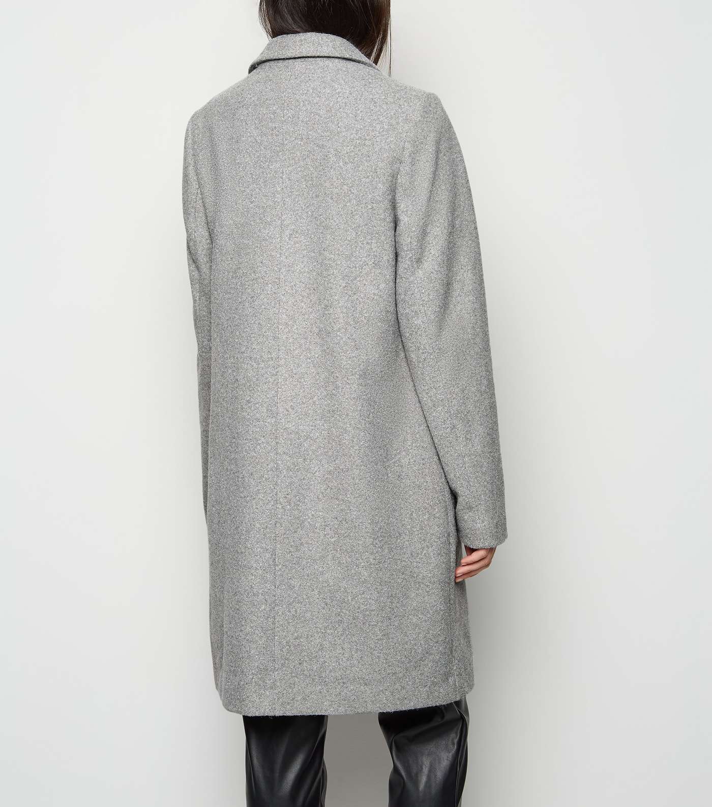 Tall Pale Grey Brushed Collared Coat Image 3