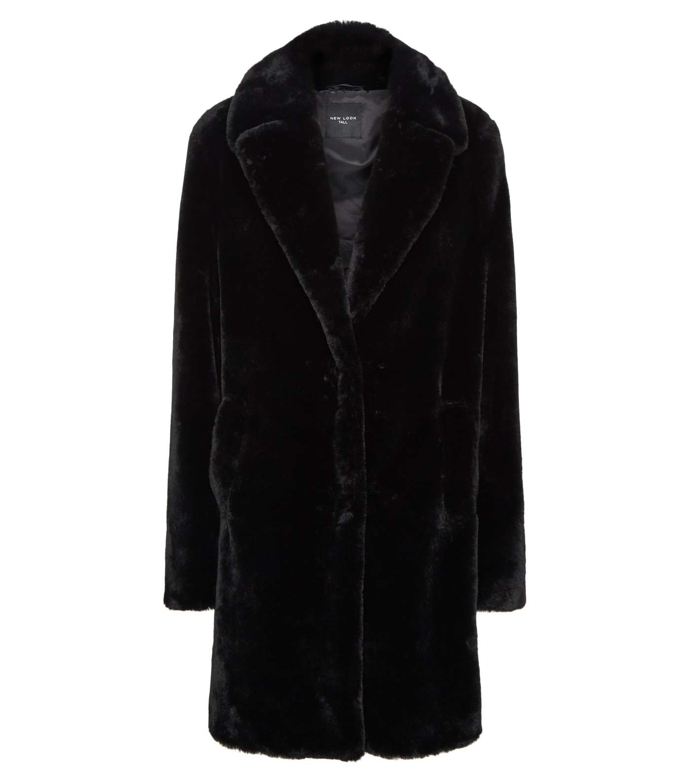 Tall Black Faux Fur Coat Image 4