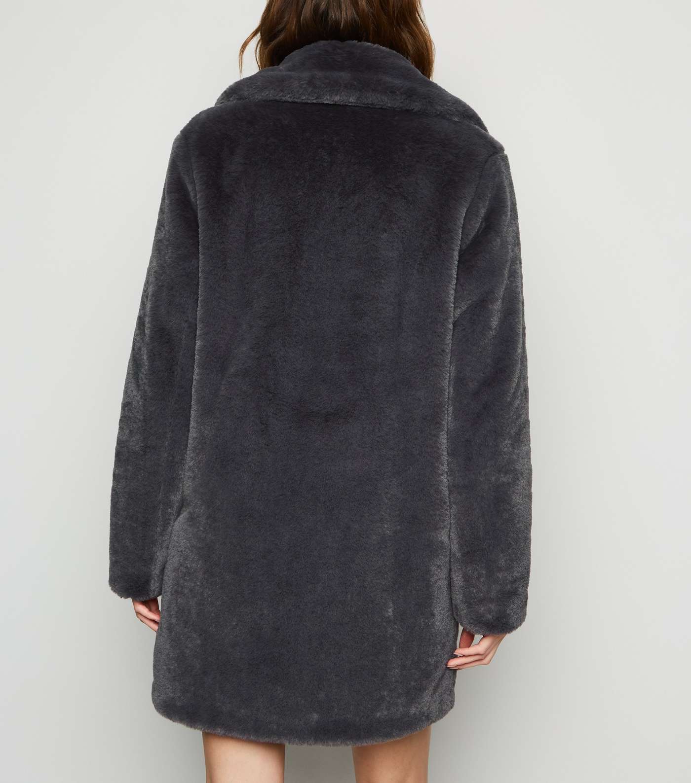 Tall Dark Grey Faux Fur Coat Image 3