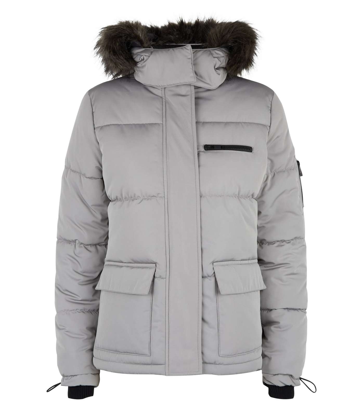 Tall Pale Grey Puffer Jacket Image 4