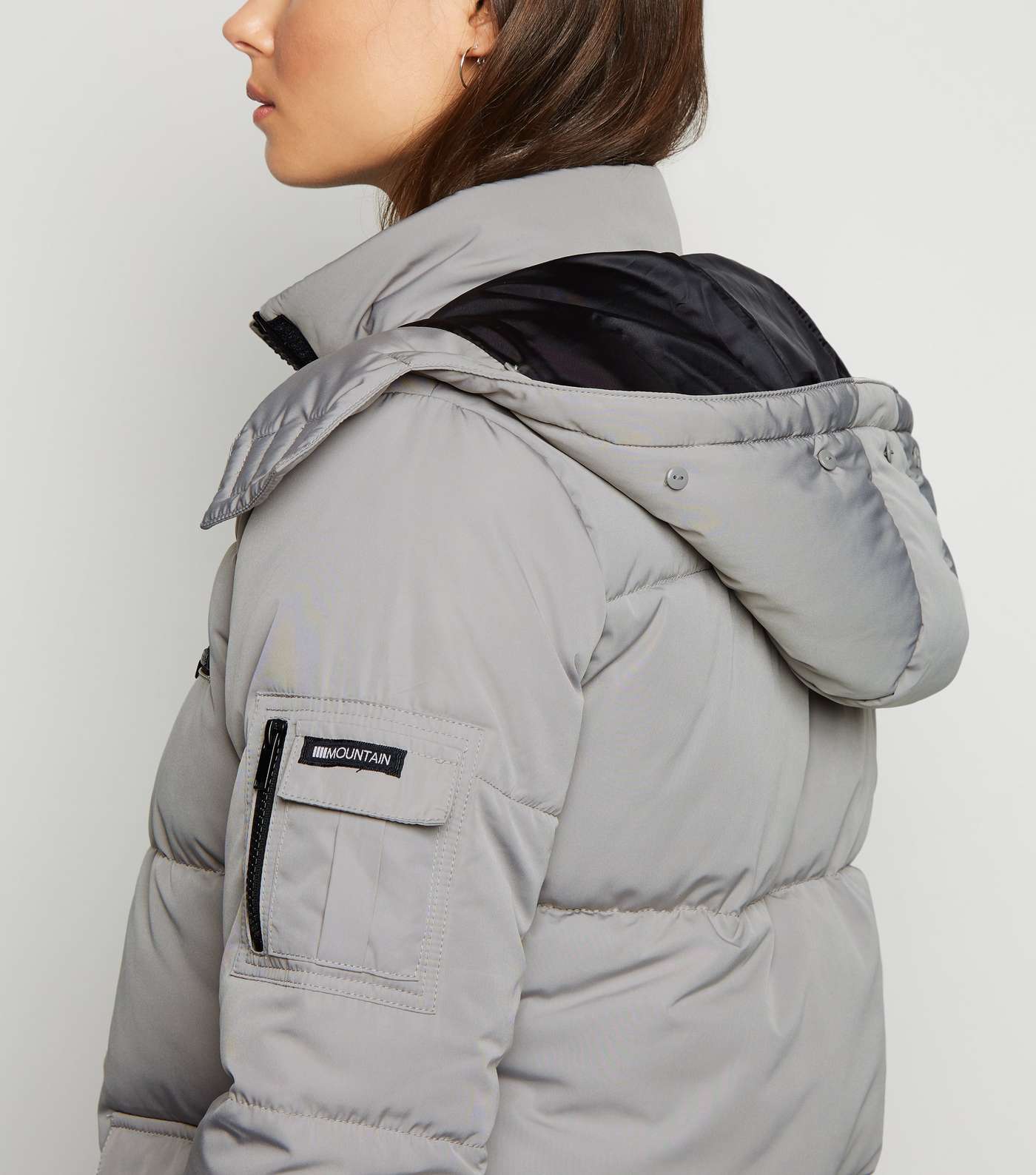 Tall Pale Grey Puffer Jacket Image 6