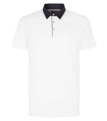 white polo shirt with black collar