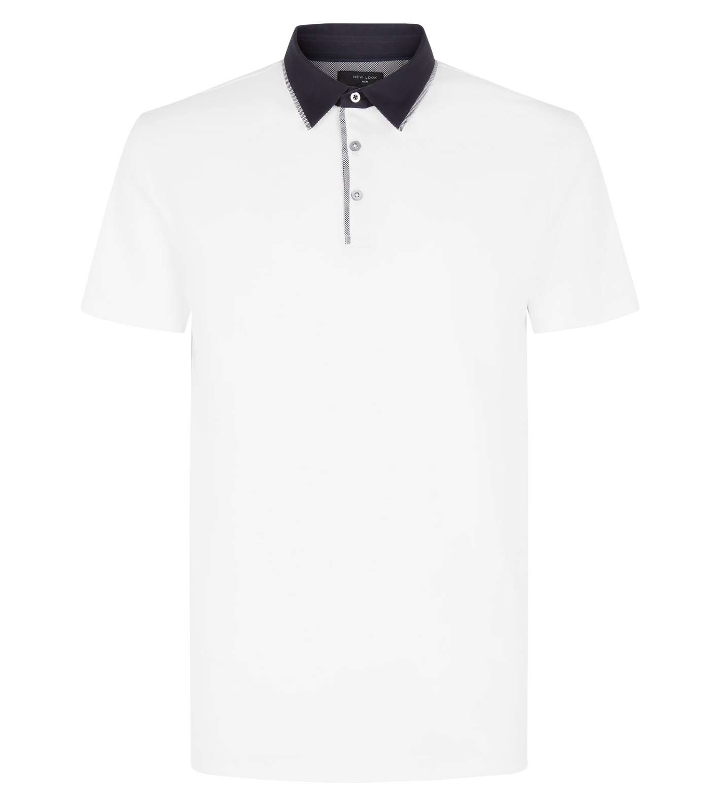 White Contrast Collar Polo Shirt Image 4