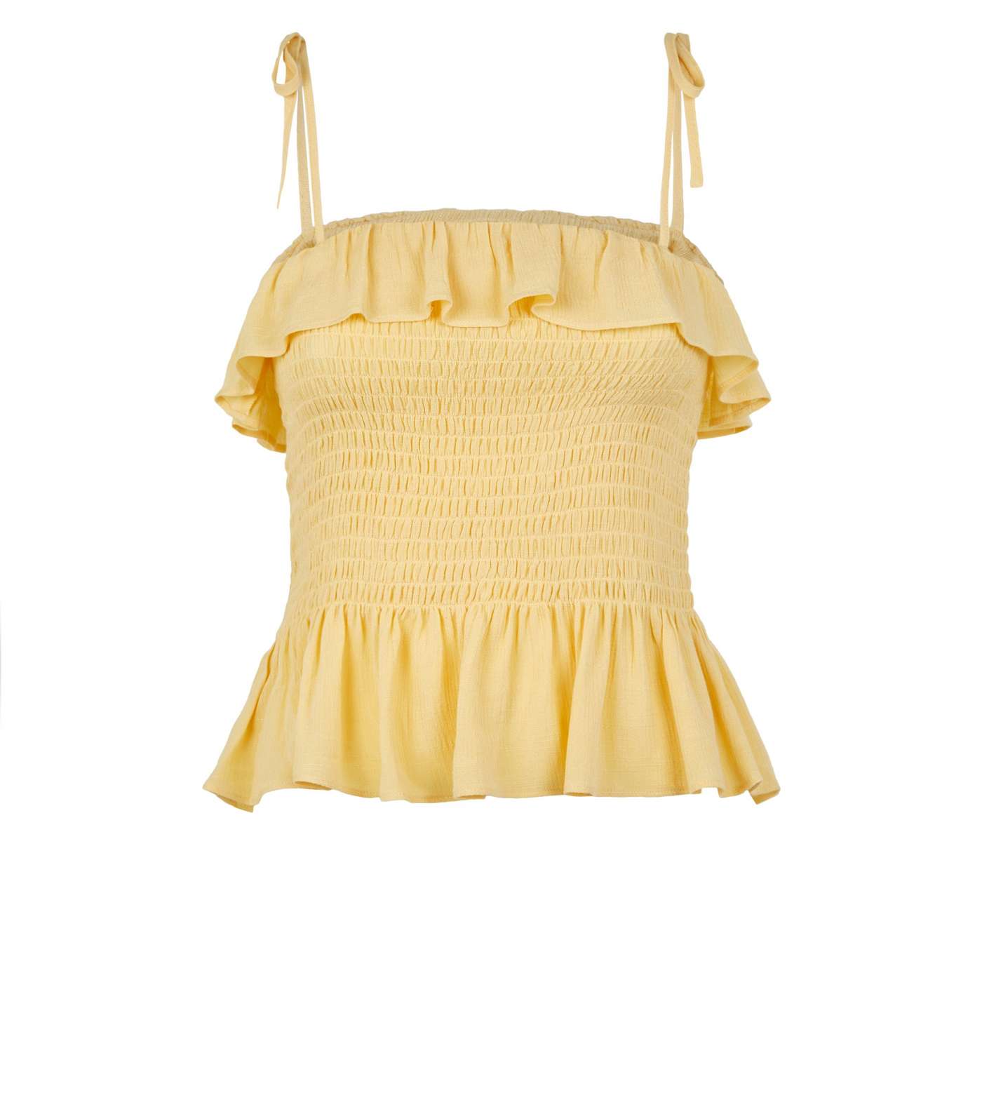 Pale Yellow Shirred Frill Cami Image 4