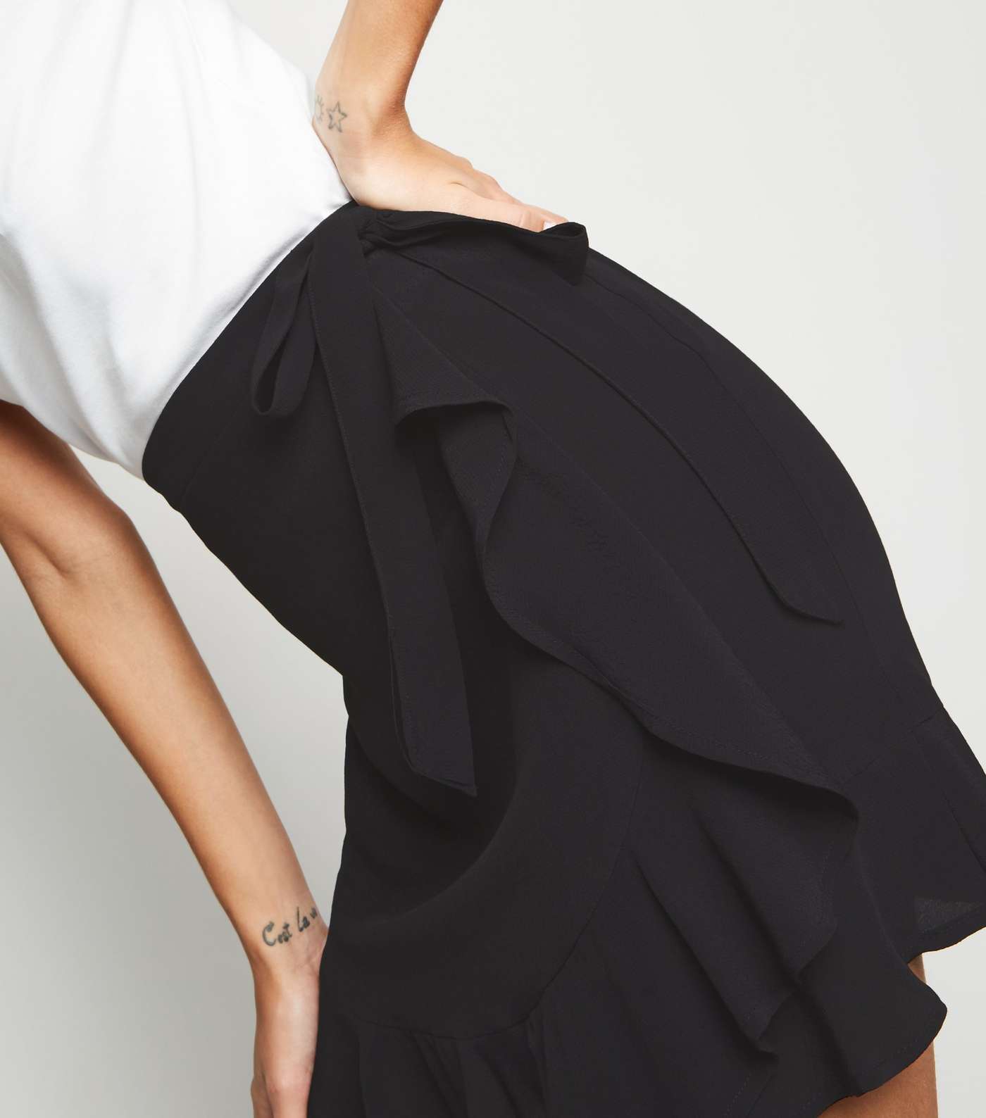 Black Ruffle Wrap Mini Skirt  Image 2