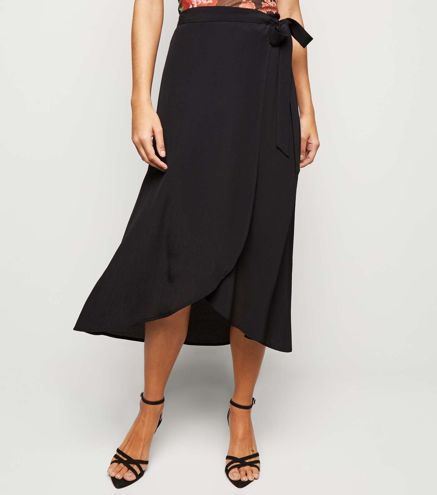 Black Wrap Midi Skirt  Image 2