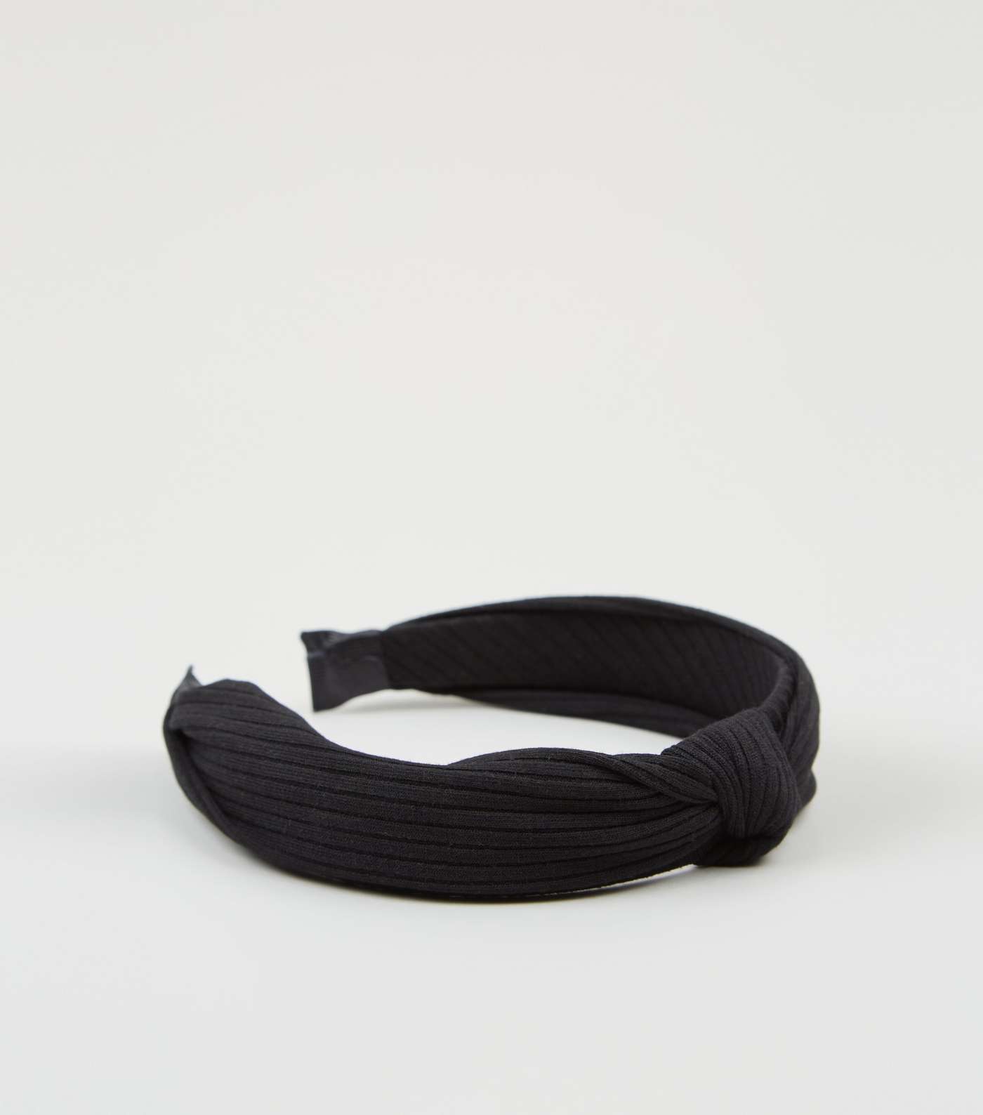 Black Ribbed Knot Top Headband