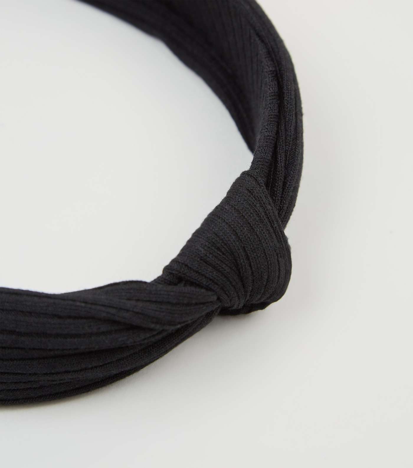 Black Ribbed Knot Top Headband Image 3