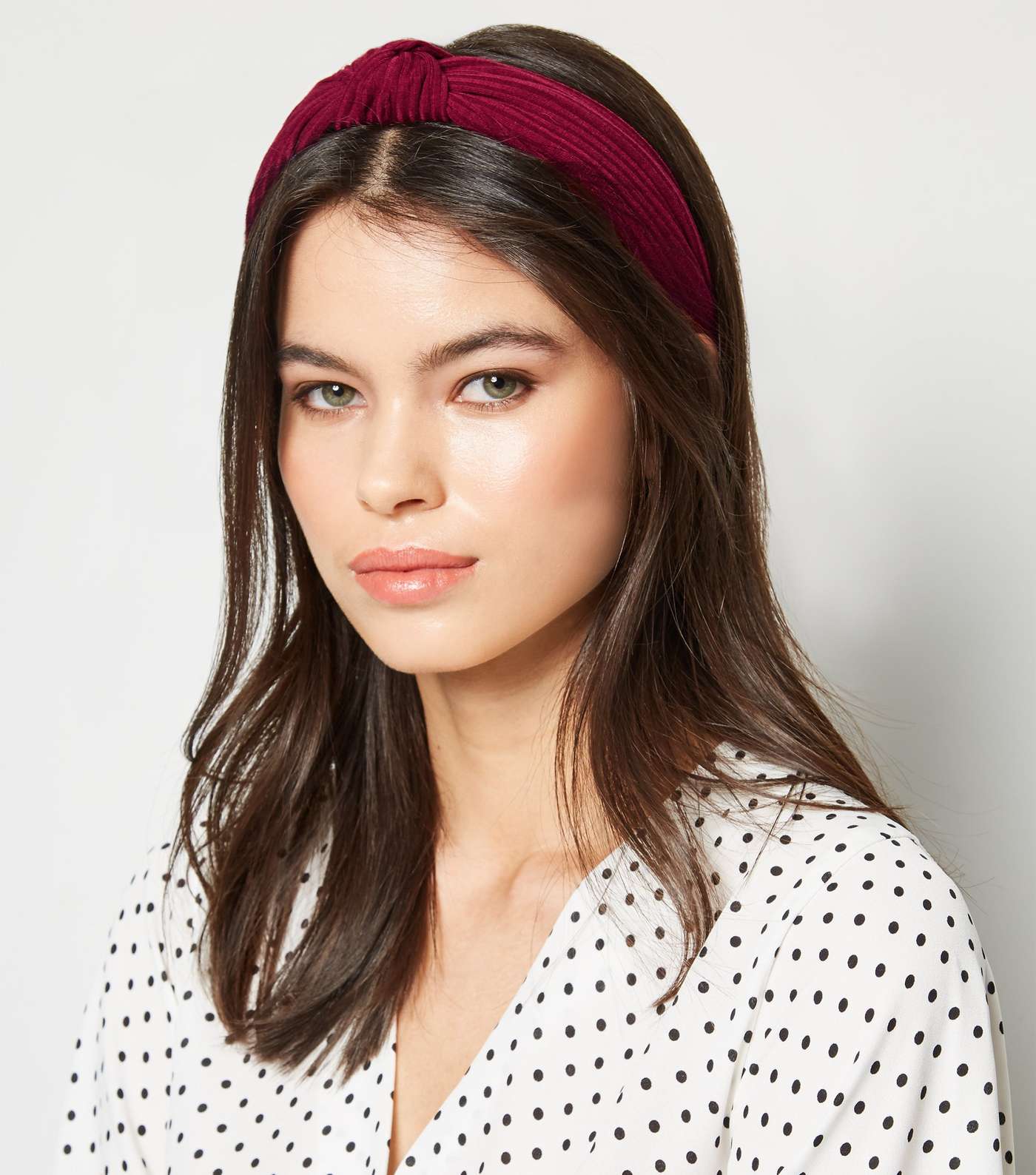 Red Ribbed Knot Top Headband Image 2