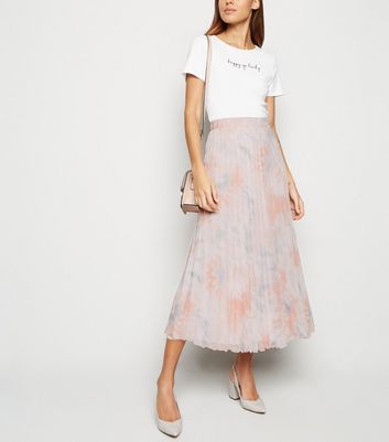 new look pink pleated skirt
