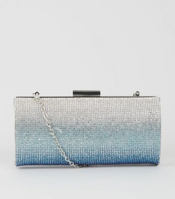 blue grey clutch bag