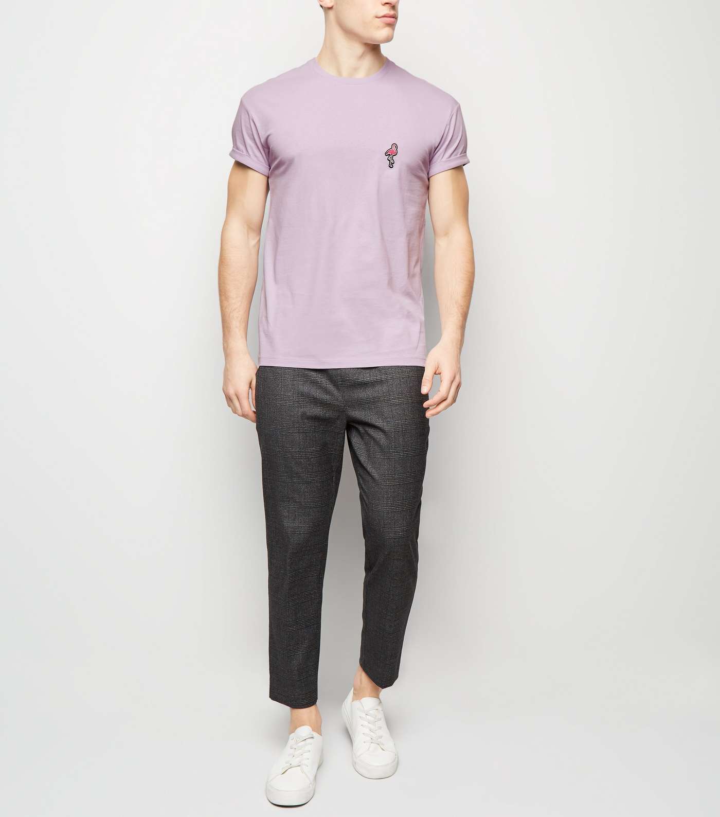 Lilac Flamingo Embroidered T-Shirt Image 2