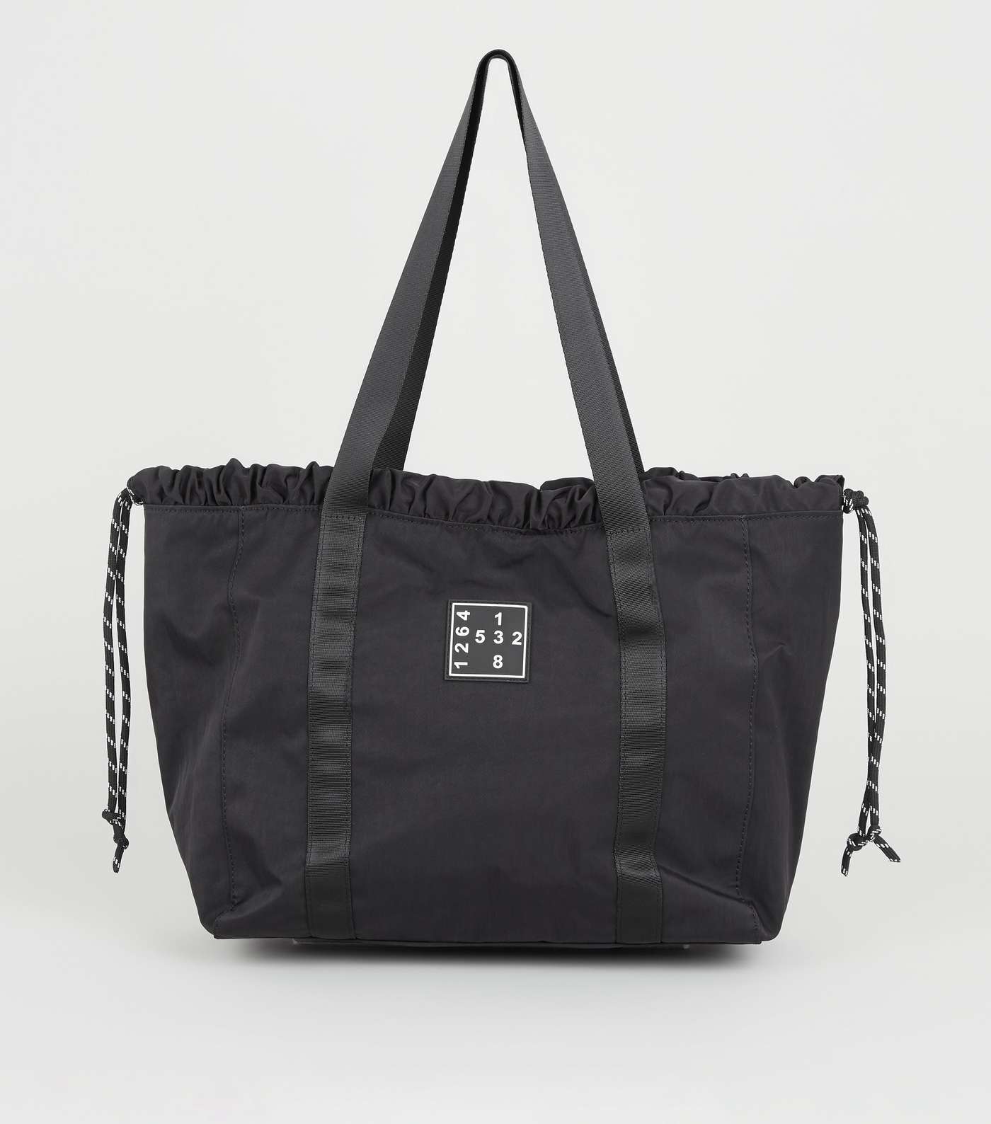 Black Number Logo Drawstring Shopper Bag
