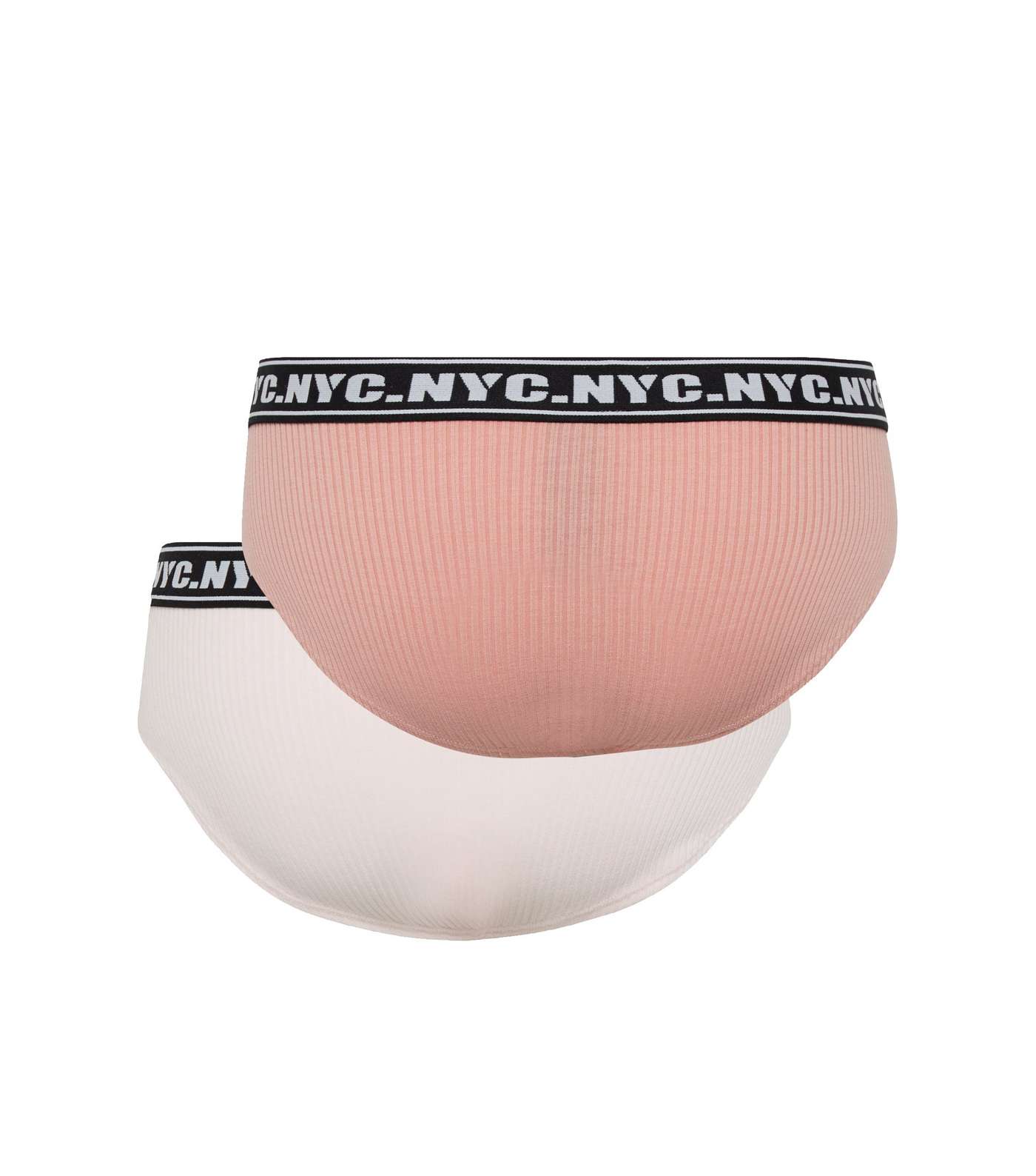 Girls 2 Pack Pink and Cream NYC Short Briefs Image 2