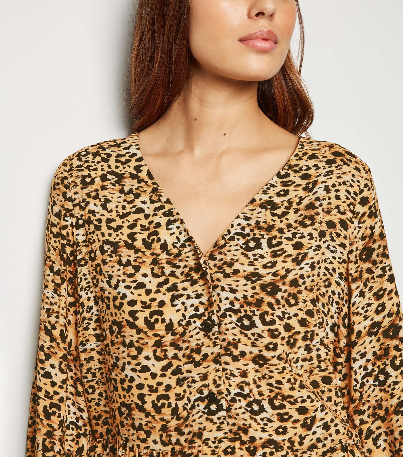 Brown Leopard Print Button Up Top Image 5