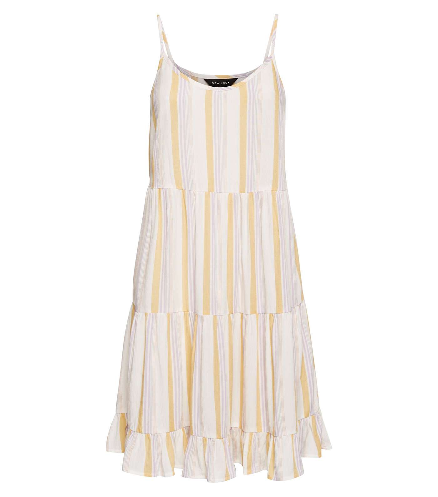 White Stripe Tiered Cheesecloth Sundress Image 4