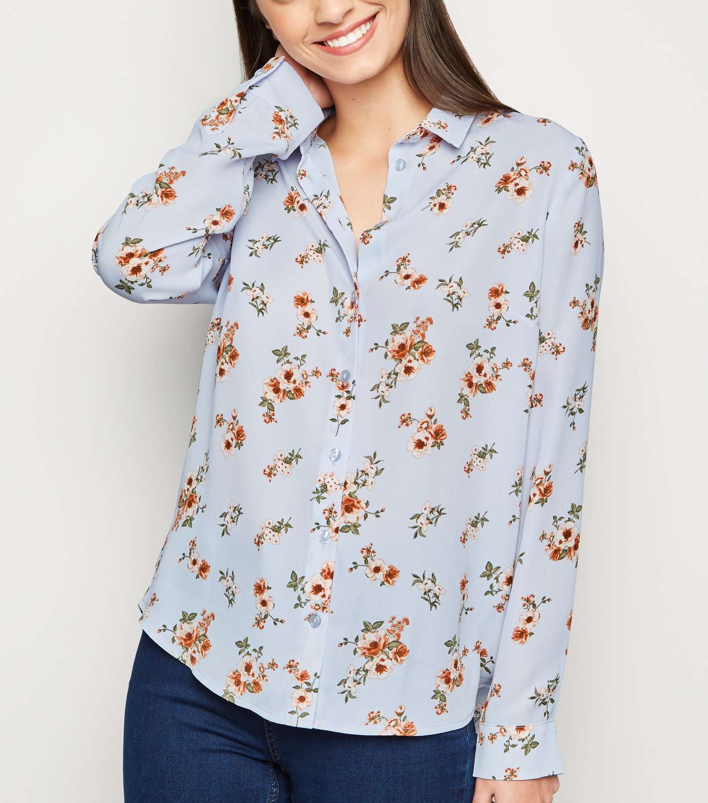 Blue Floral Long Sleeve Shirt