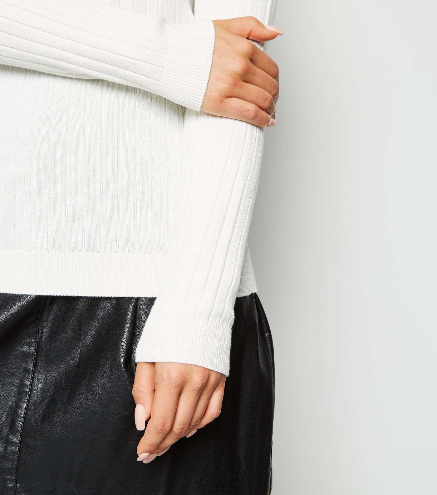 Petite Off White Ribbed Knit Jumper Image 5