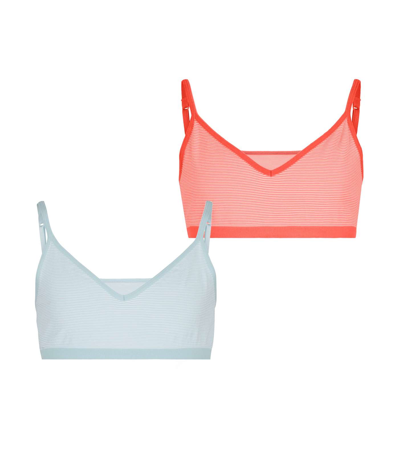Girls 2 Pack Blue and Pink Neon Stripe Crop Top